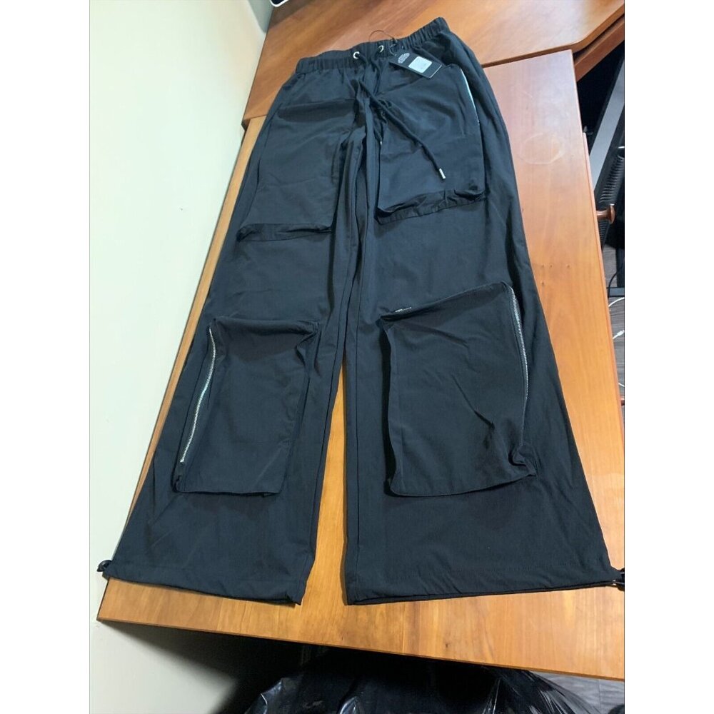 Fashion Nova Power Play Parachute Cargo Pants Size XS Black